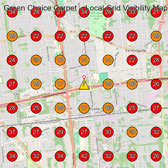 Green Choice Carpet GeoGrid visibility map for Carpet Cleaning Service in None